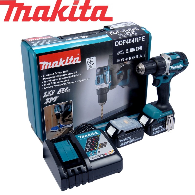 Шуруповерт аккумуляторный  Makita LI-ION LXT 18V 3.0AH DDF484RFE