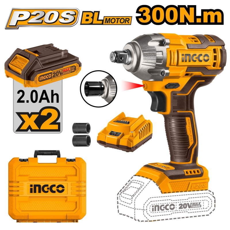 Гайковёрт аккумуляторный ударный CIWLI2038  220V/2*2A INGCO